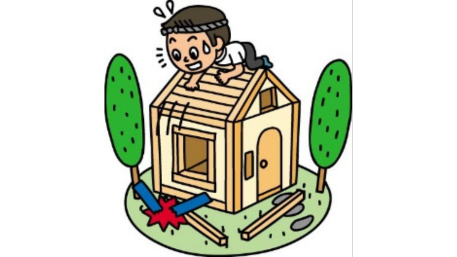 屋根から資材を落下させてしまった大工のイメージ